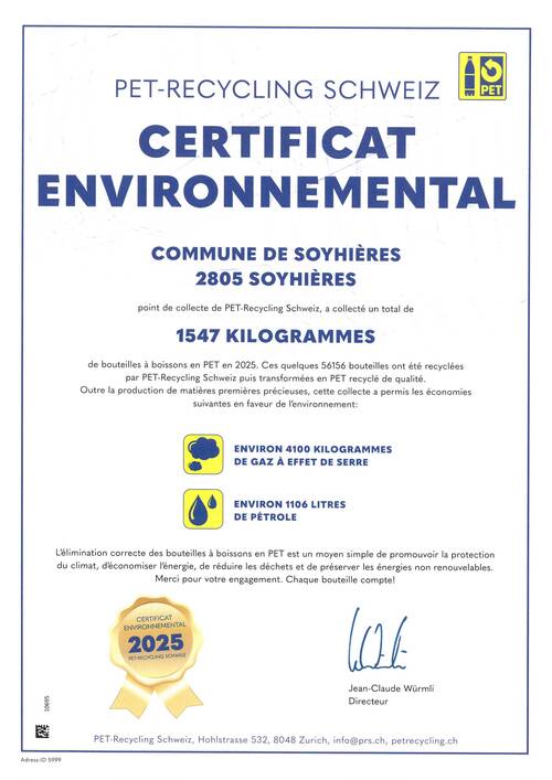 Certificat environnemental